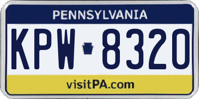 PA license plate KPW8320