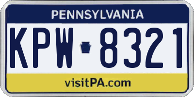 PA license plate KPW8321