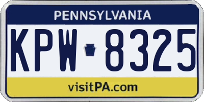 PA license plate KPW8325
