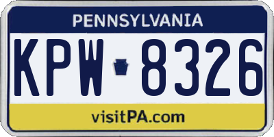 PA license plate KPW8326
