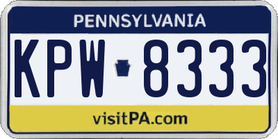 PA license plate KPW8333