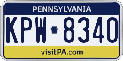 PA license plate KPW8340