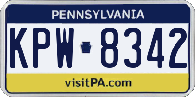 PA license plate KPW8342