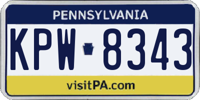 PA license plate KPW8343