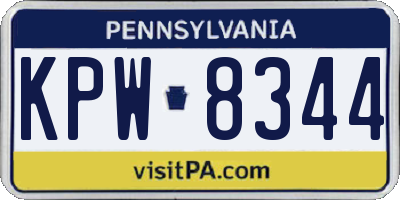 PA license plate KPW8344
