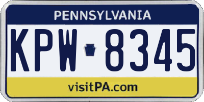 PA license plate KPW8345