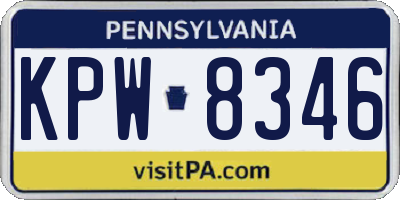PA license plate KPW8346