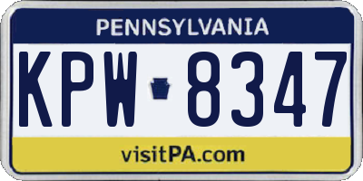 PA license plate KPW8347