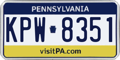 PA license plate KPW8351