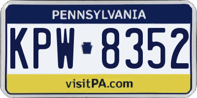 PA license plate KPW8352