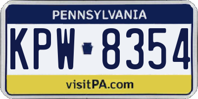 PA license plate KPW8354