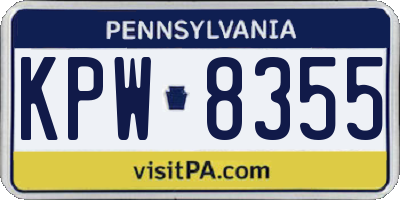 PA license plate KPW8355