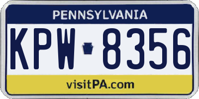 PA license plate KPW8356