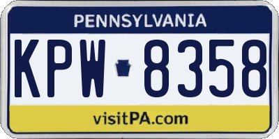 PA license plate KPW8358
