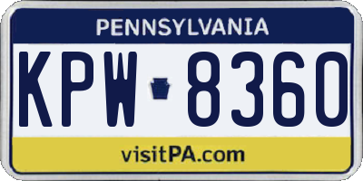 PA license plate KPW8360