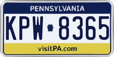 PA license plate KPW8365