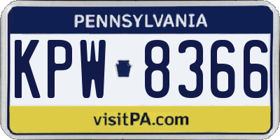 PA license plate KPW8366