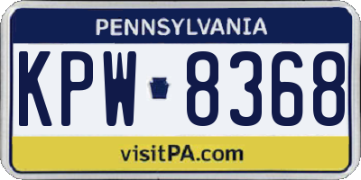 PA license plate KPW8368