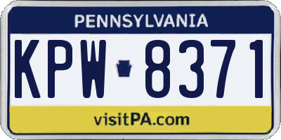 PA license plate KPW8371