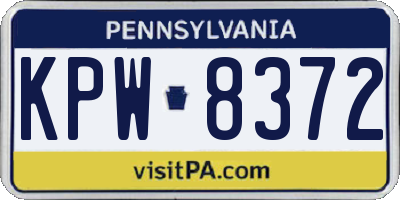PA license plate KPW8372
