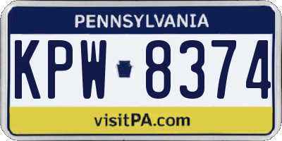 PA license plate KPW8374