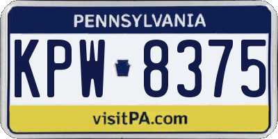 PA license plate KPW8375