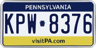 PA license plate KPW8376