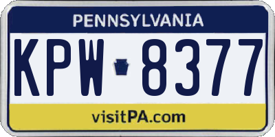 PA license plate KPW8377