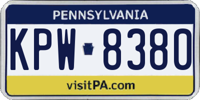 PA license plate KPW8380