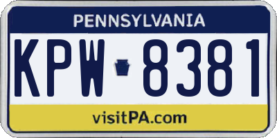 PA license plate KPW8381