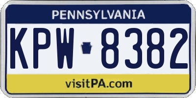 PA license plate KPW8382
