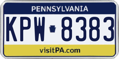 PA license plate KPW8383