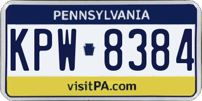 PA license plate KPW8384