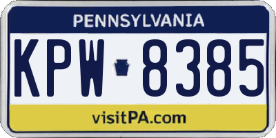 PA license plate KPW8385
