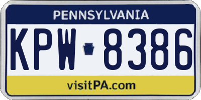 PA license plate KPW8386