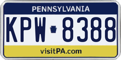 PA license plate KPW8388