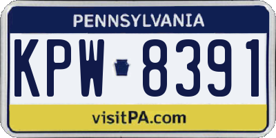 PA license plate KPW8391