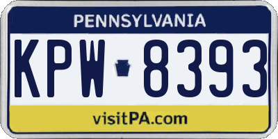 PA license plate KPW8393