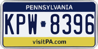 PA license plate KPW8396