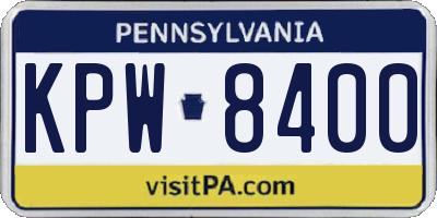 PA license plate KPW8400