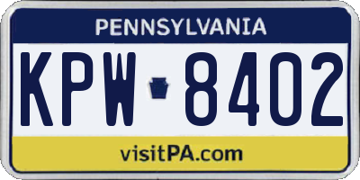 PA license plate KPW8402