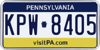 PA license plate KPW8405
