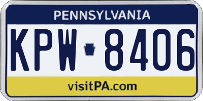 PA license plate KPW8406