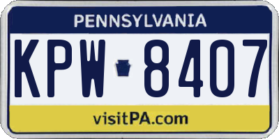 PA license plate KPW8407