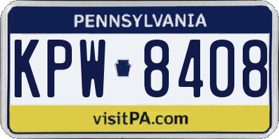 PA license plate KPW8408