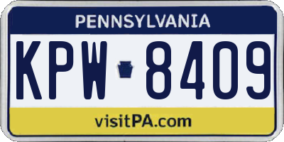 PA license plate KPW8409