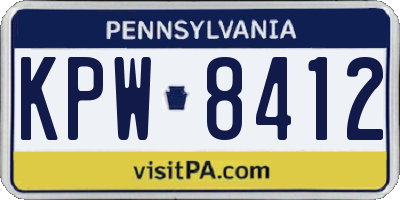 PA license plate KPW8412
