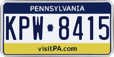 PA license plate KPW8415