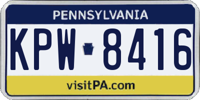 PA license plate KPW8416