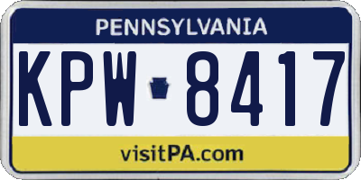 PA license plate KPW8417